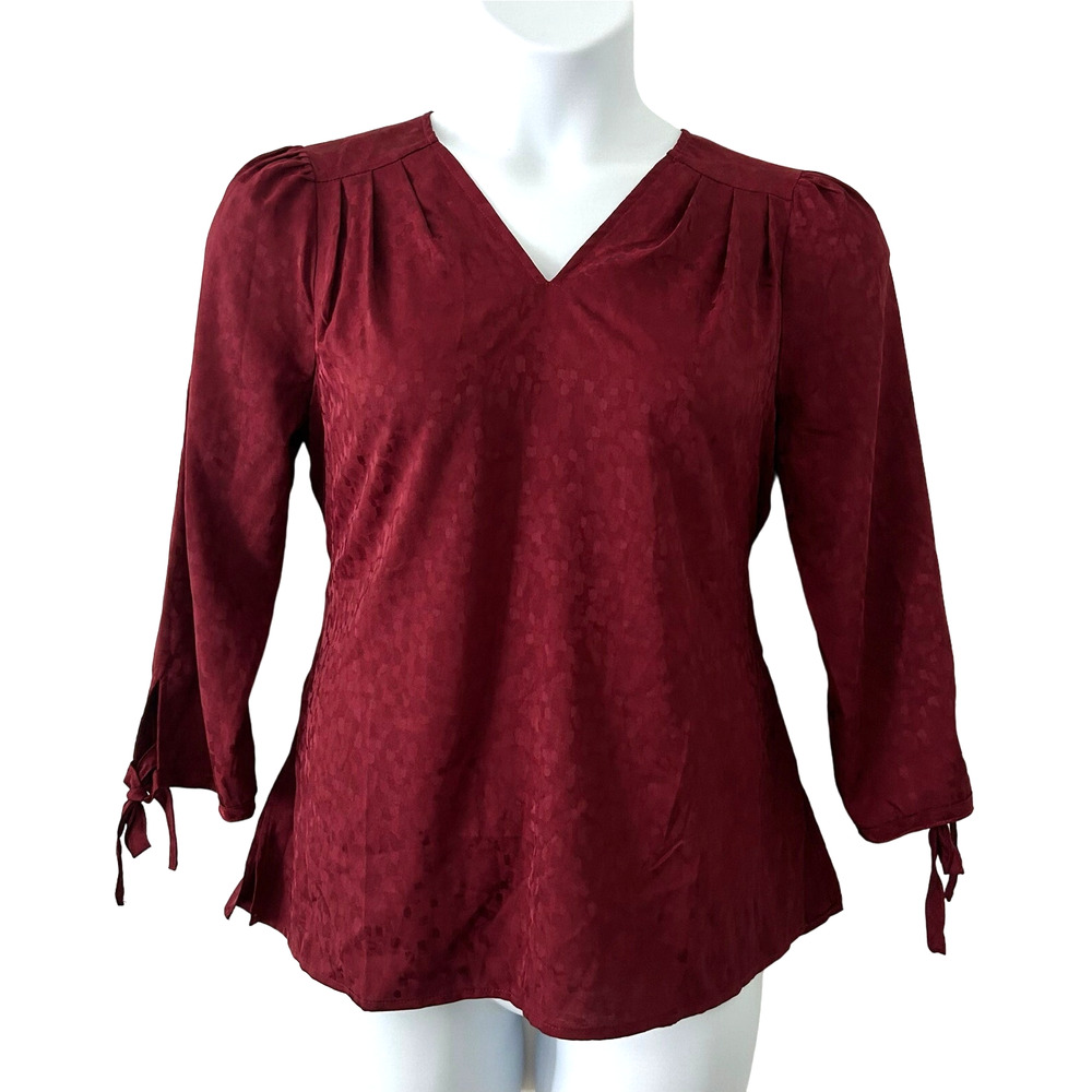 Monday Fun Women's V-Neck Tie Back 3/4 Sleeve Pullover Blouse L Large NWOT